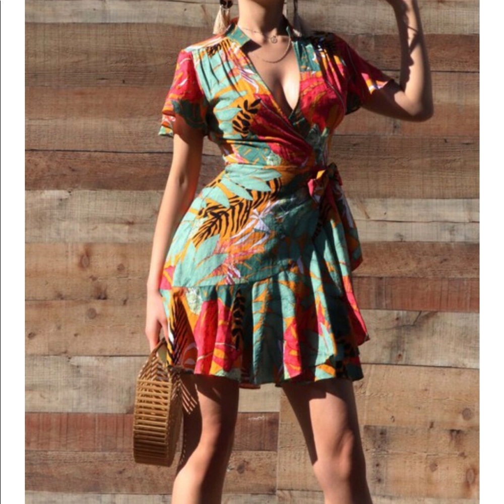 Printed Ruffle Mini Dress